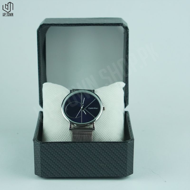 BWC CK Silver Chain Watch With Blue Dial