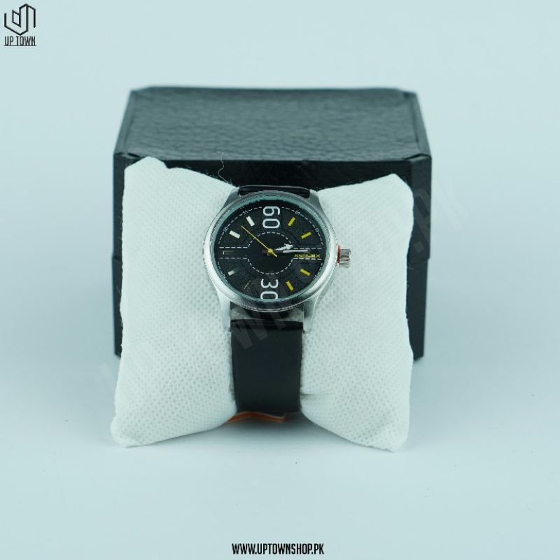 Xenlex X-6520G Black Leather Strap Watch