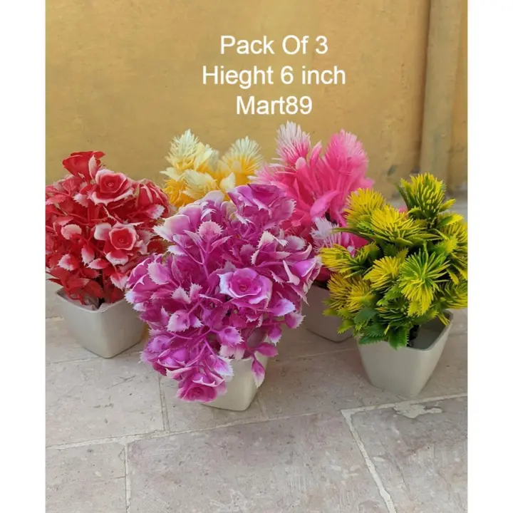 Medium Pack of 3 Plant Artificial Decoration 6 inch