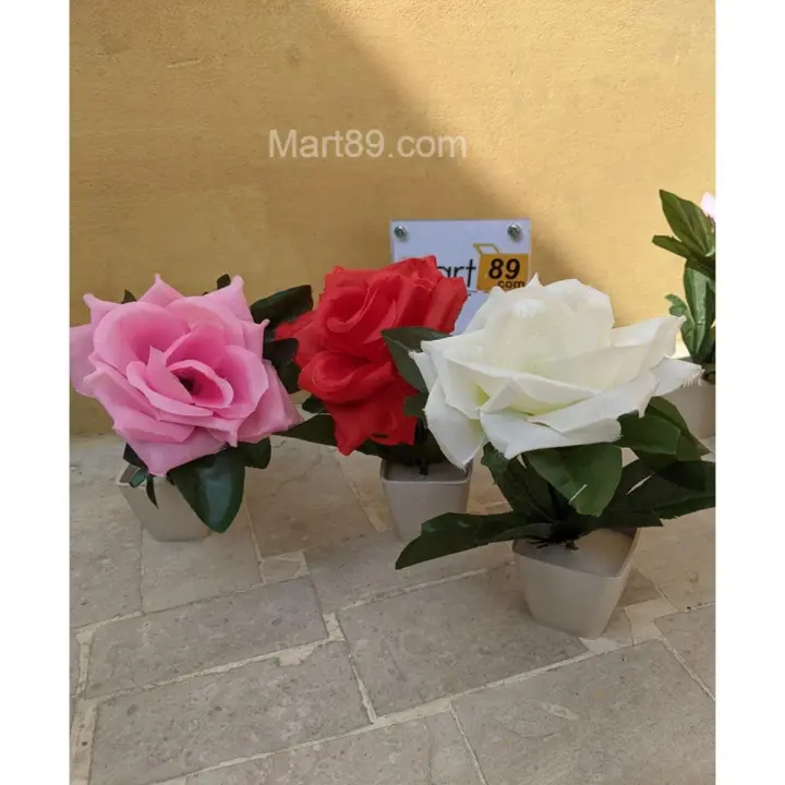 3 Pc artificial Flower Pot with 3 Flowers