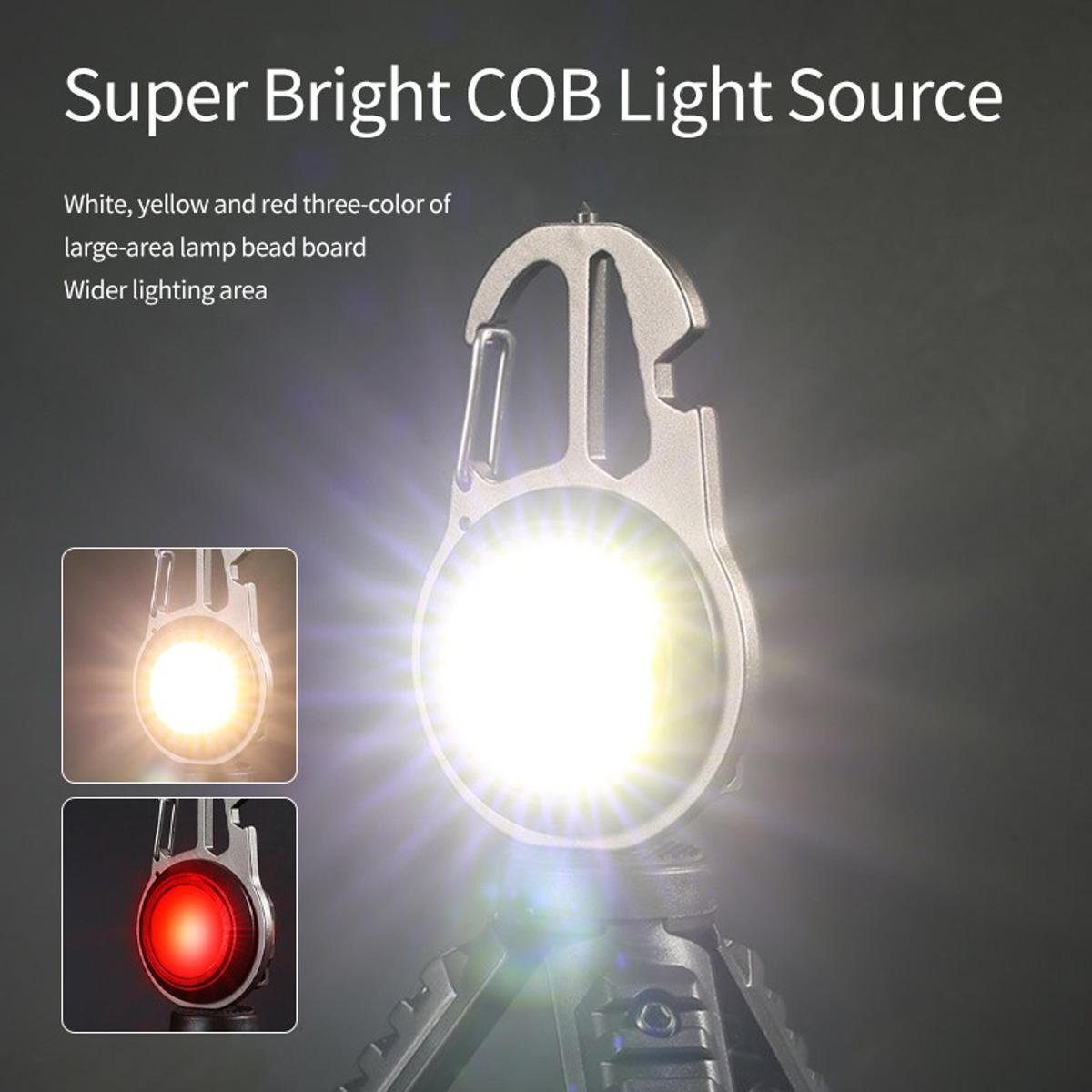 Best Working ﻿Mini 6 IN 1 Work Light 500 lumens Portable COB Pocket light Multifunctional Glare COB Keychain Light USB Charging Lamps Strong Magnetic Repair Work Outdoor Camping Light