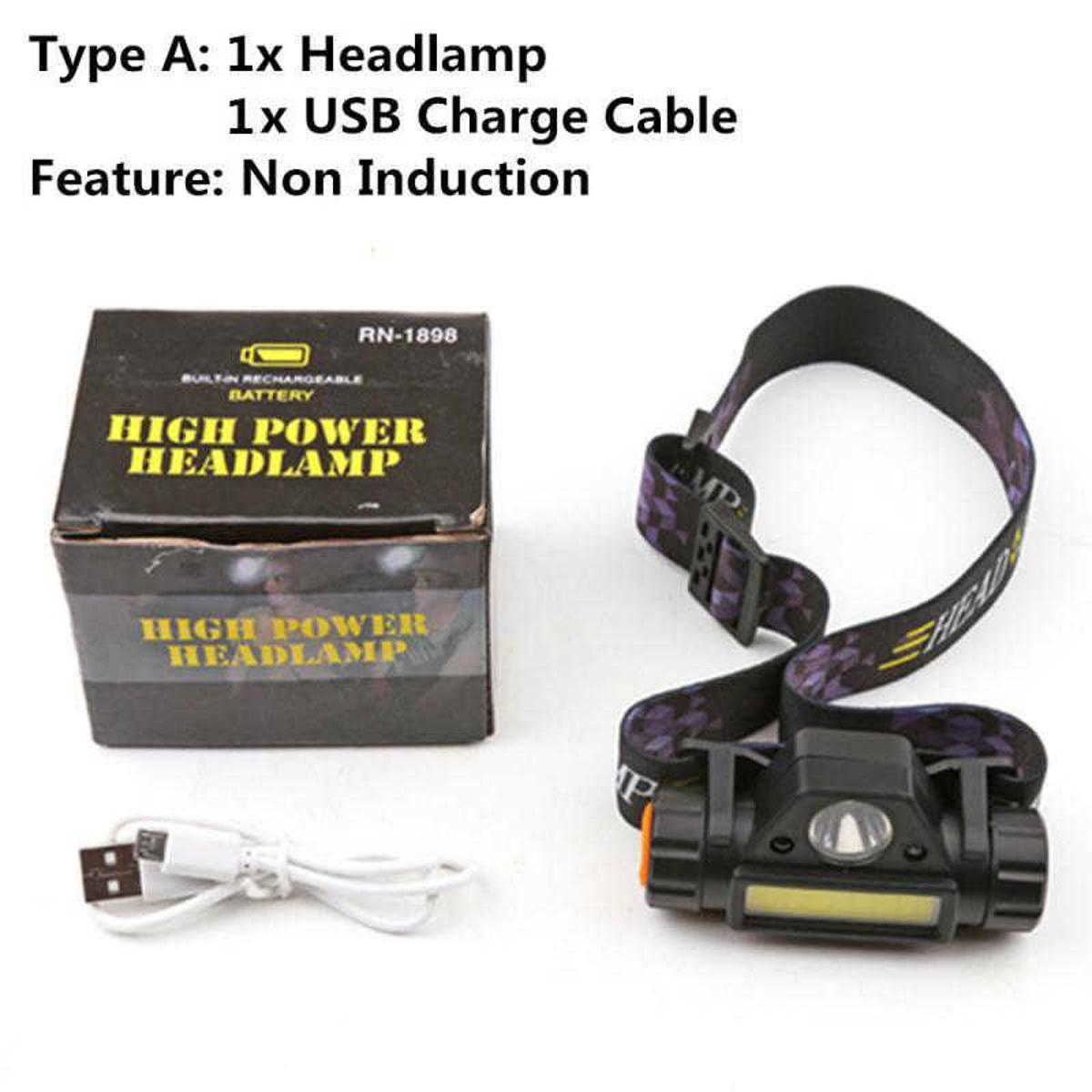 Mini High Power LED Headlamp Built-in Battery T6+COB USB Waterproof Rechargeable Emergency Light