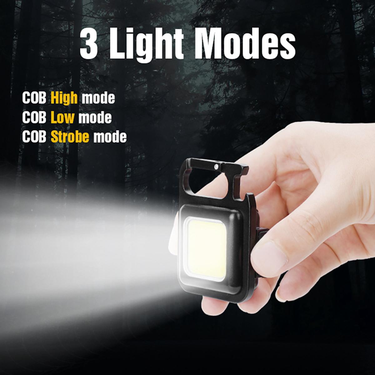 COB Flashlight, 500 Lumen Bright Rechargeable Keychain for Fishing