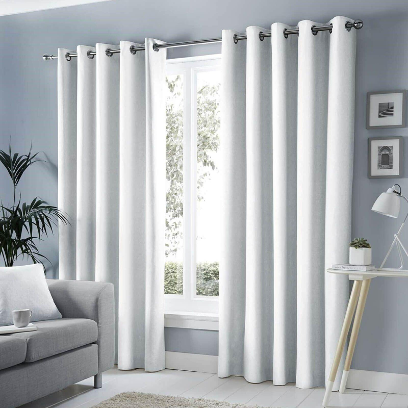 Pack of 2 Plain Dyed Eyelet Curtains with linning - White
