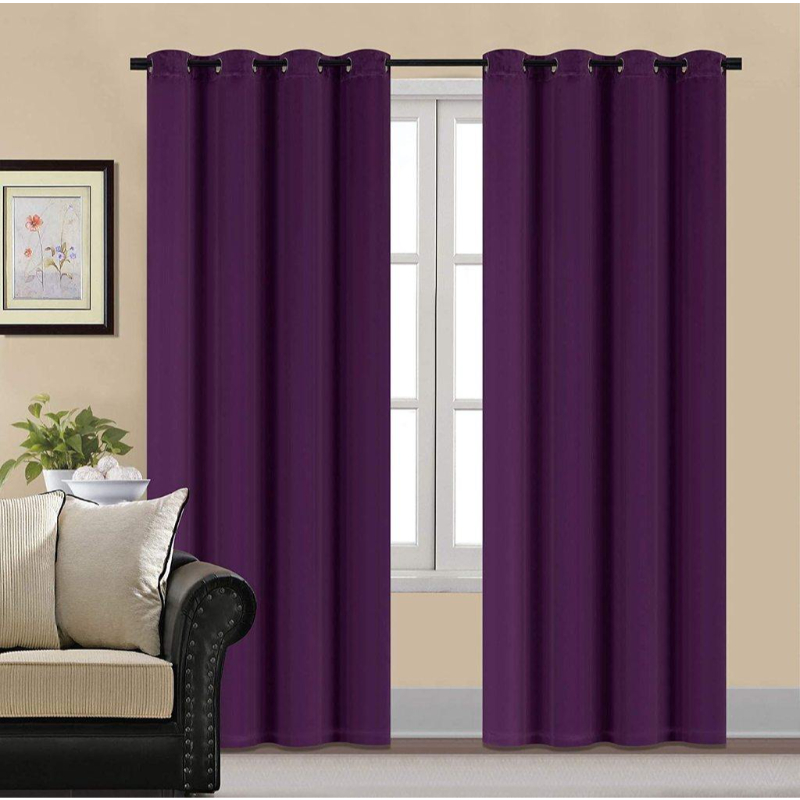 Luxury Plain Velvet Eyelet Curtains with linning - Purple