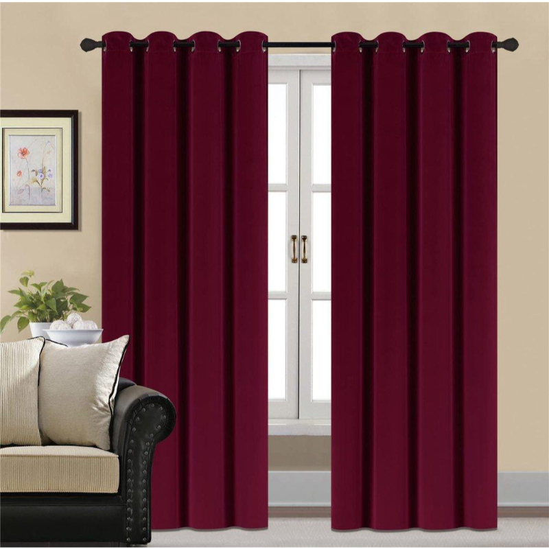 Luxury Plain Velvet Eyelet Curtains With linning - Maroon