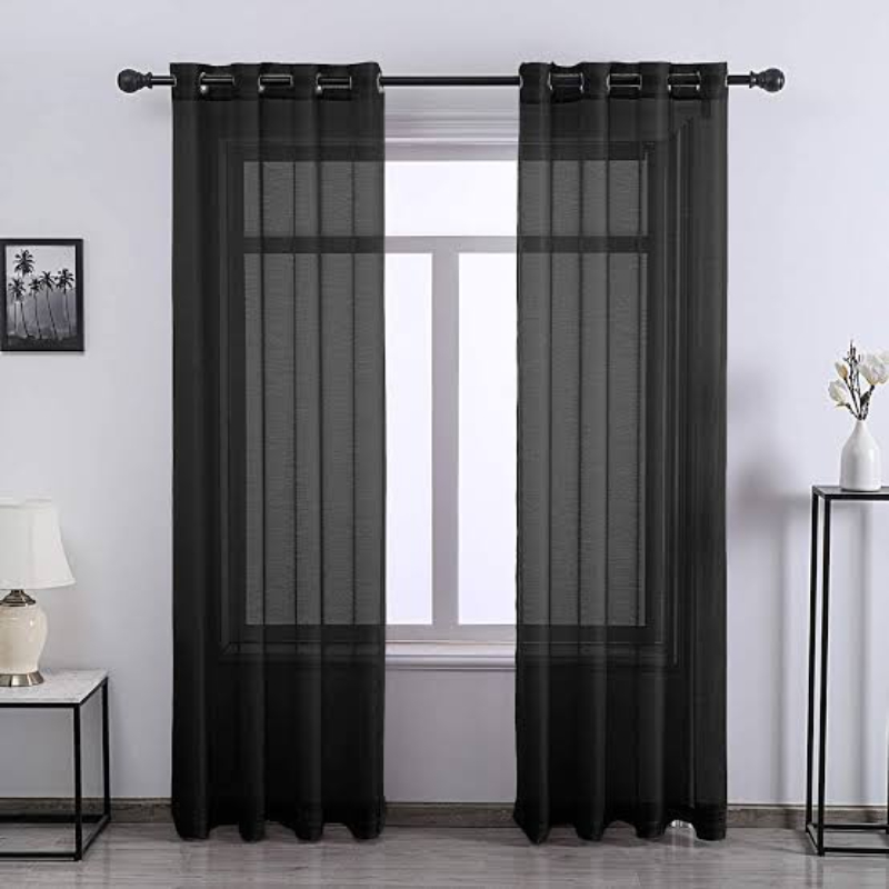 Pack of 2 Sparkling Plain Organza Curtains - Black