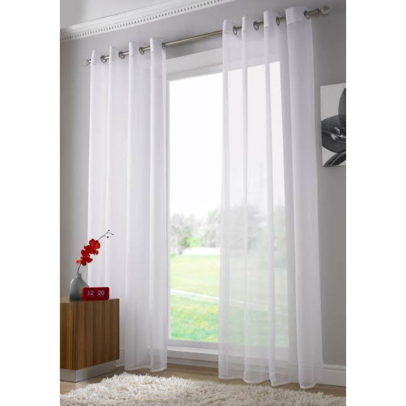 Sparkling Plain Organza Curtains - White