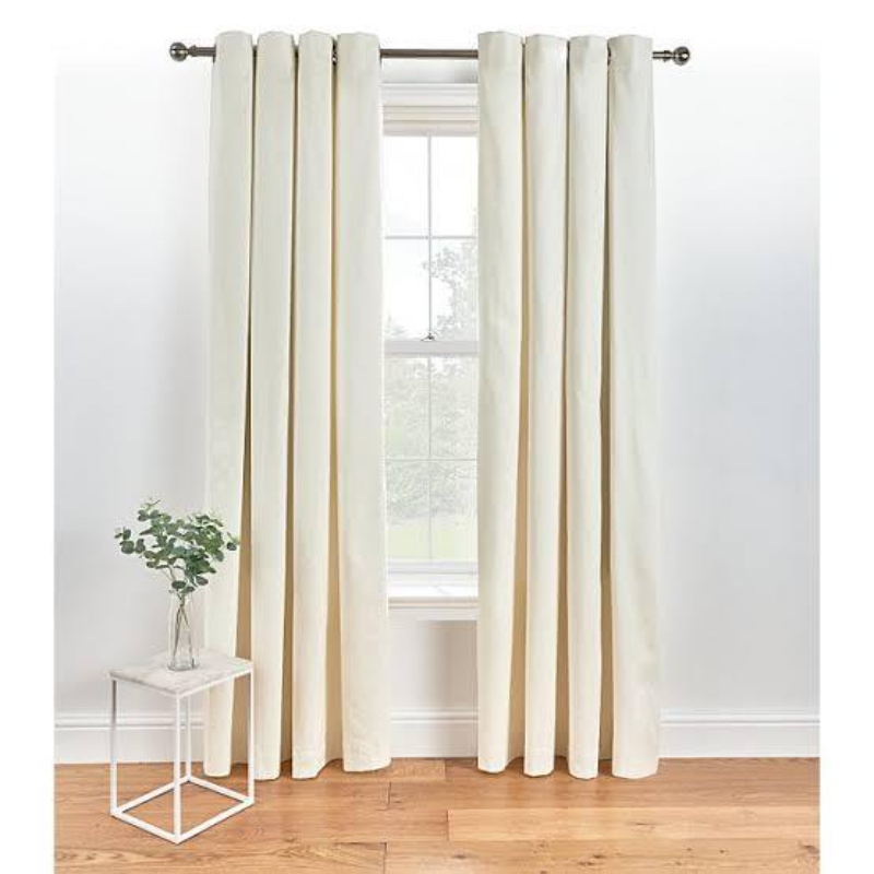 Pack of 2 Plain Dyed Eyelet Curtains with linning- Cream
