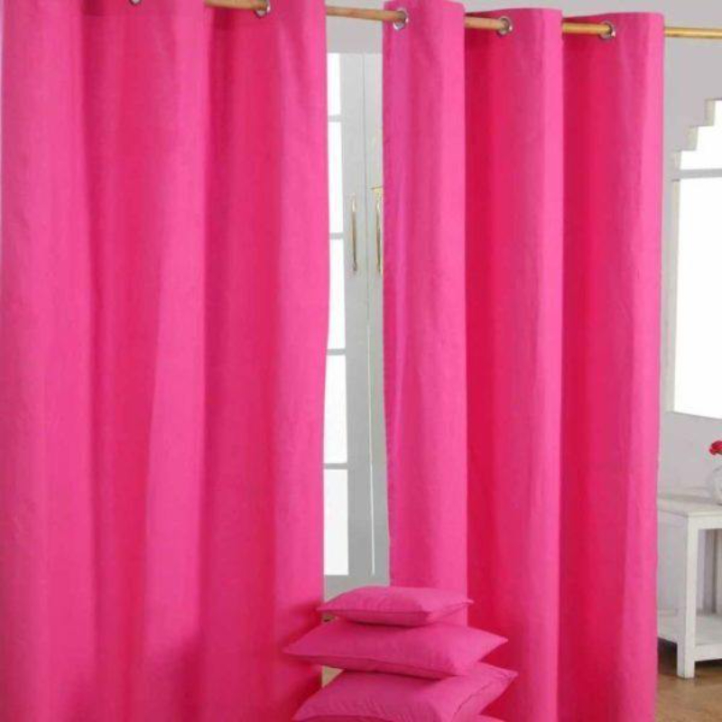 Pack of 2 Plain Dyed Eyelet Curtains with linning - Shocking Pink