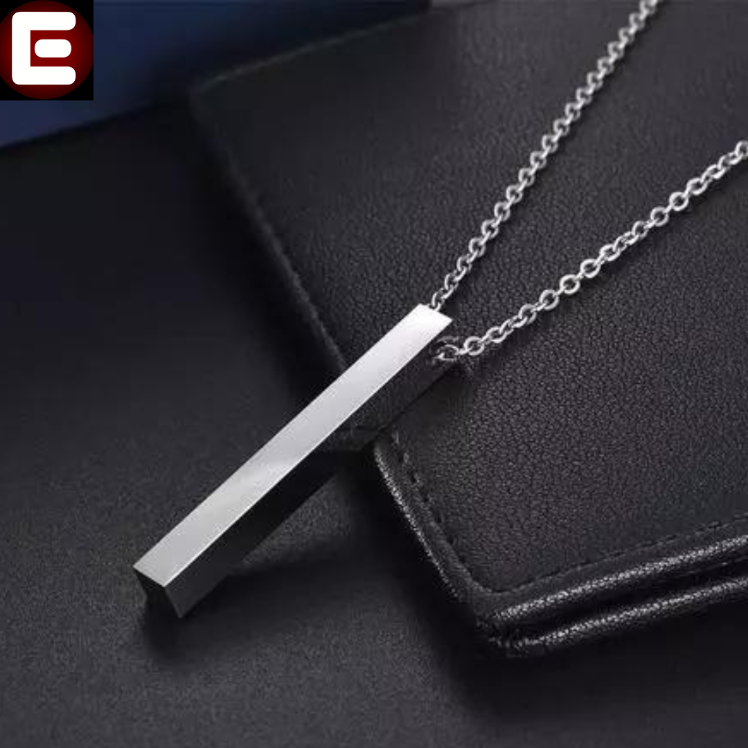 EMPIRON SILVER STAINLESS SILVER BAR NECKLACE/LOCKET/CHAIN FOR MEN/BOYS