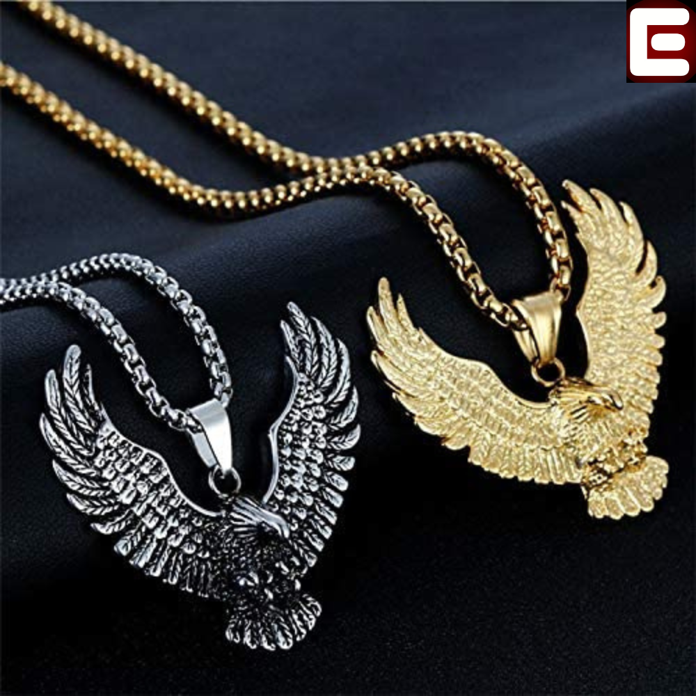 EMPIRON SILVER/GOLDEN STAINLESS STEEL EAGLE LOCKET / PENDANT / NECKLACE FOR MEN / NECKLACE FOR BOYS