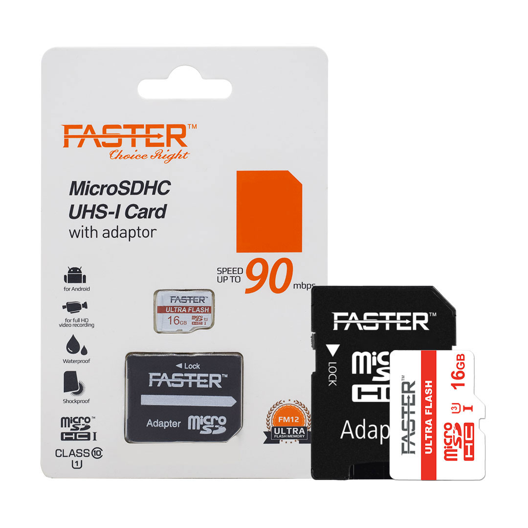 FASTER 90 mbps Class 10 Micro SD Card with Adapter