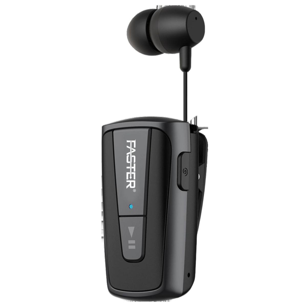 FASTER R12 Pro Retractable Bluetooth Headset Clip-on Earbuds Hands-free with Microphone
