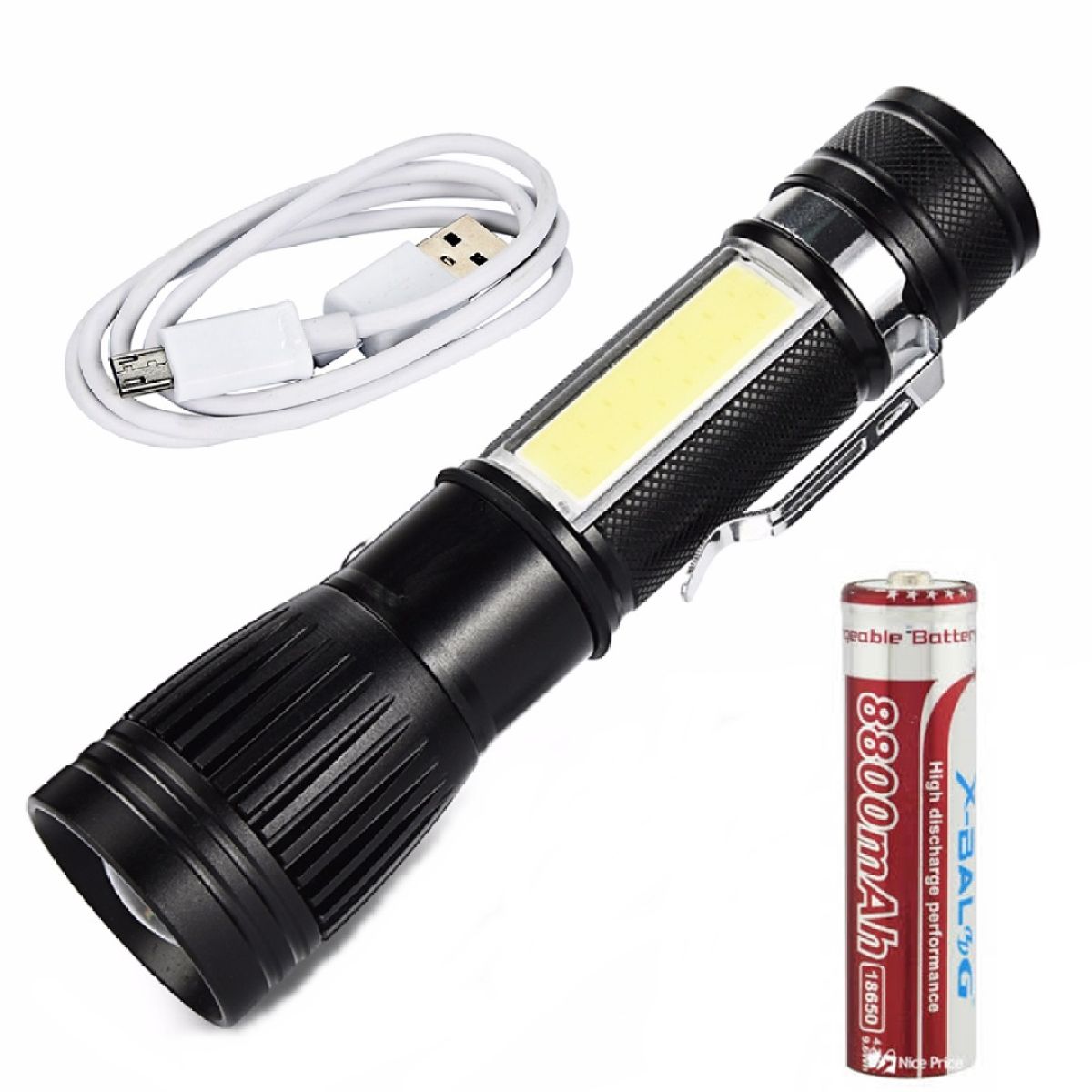 Rechargeable LED Powerful Flashlight Zoomable Pocket Torch - 545