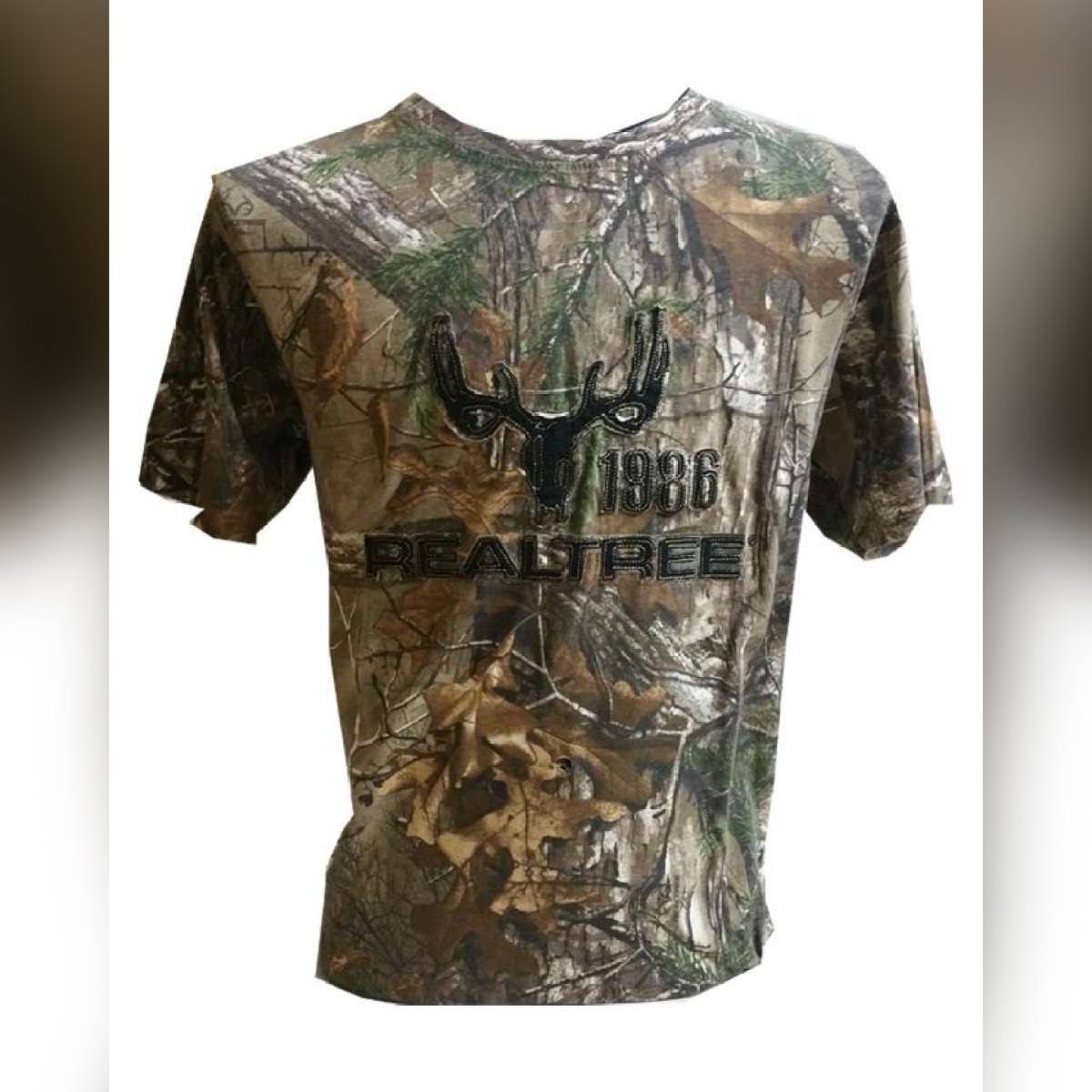 Real Tree Brown Cotton Camo Print T-shirt for Men