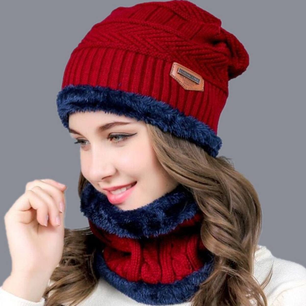 Imported Stuff UNISEX Hot Knitted Cap Neck Warmer Winter Hat, Hot Cap and Neck Warmer