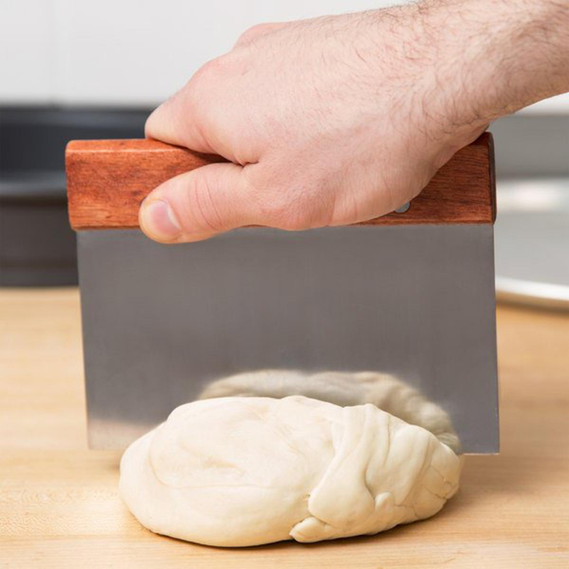 Stainless Steel Dough Cutter / Scraper with Wood Handle 6" x 4