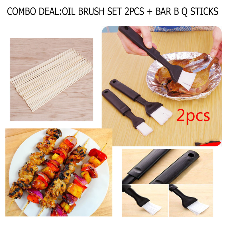 Combo Deal: Oil Brush Set 2pcs + Bar B Q Sticks