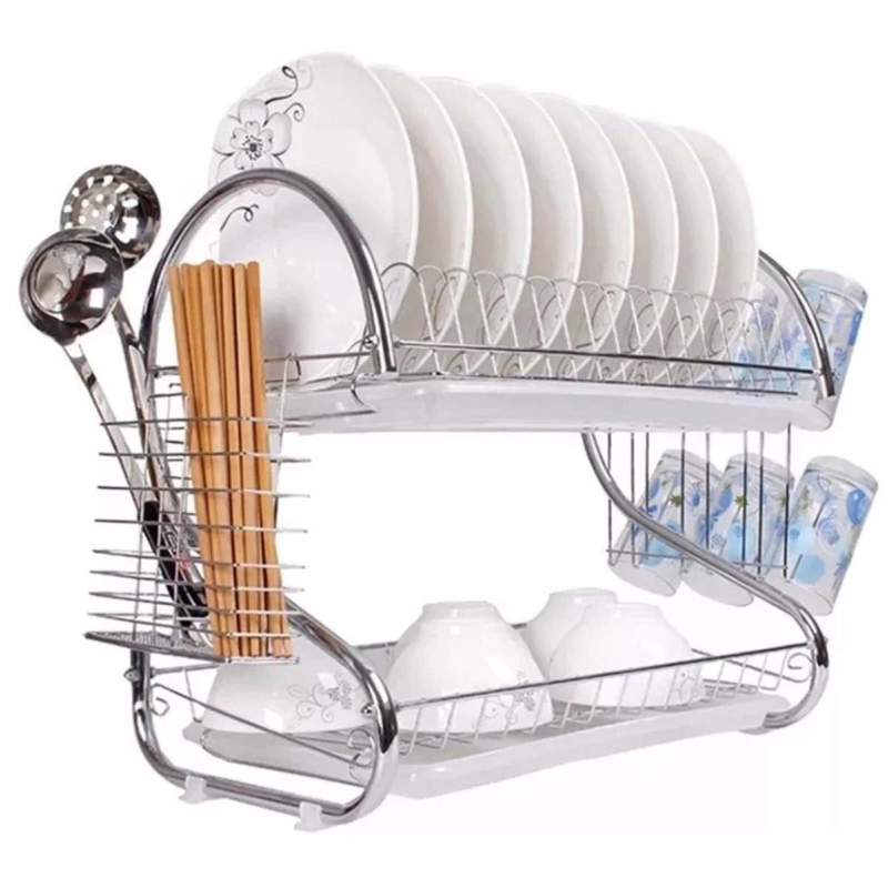 2 Layer Dish Drainer Stainless Steel Rack