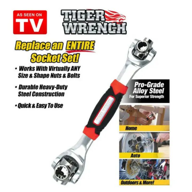 Tiger Wrench 48 Tools In One Socket Works with Spline Bolts, 6-Point, 12-Point, Torx, Square Damaged Bolts and Any Size Standard or Metric