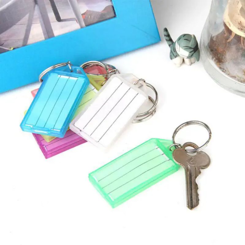 Pack of 10 - Name Tag Keychain Mix Colors Rectangle Shape Tag Key rings or key chains for hotel room numbers or multipurpose Stationary item