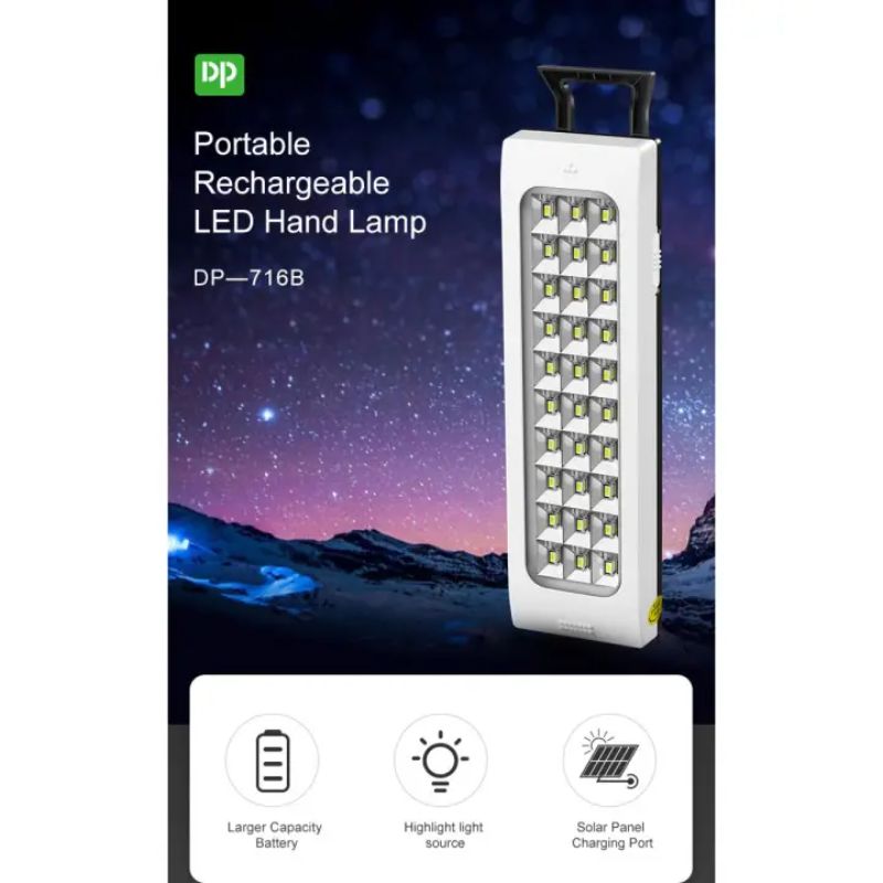 DP LED-716 - Portable Rechargeable Emergency Light - White 30 LED
