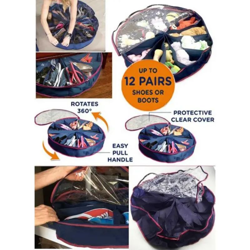 Shoes Organizer Round Shaped Space Saver Light weight Bag