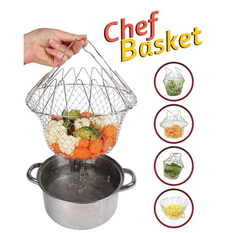 Chef Basket 12 in 1 Kitchen Tool Deluxe Boiler, Steamer, Strainer & Frying