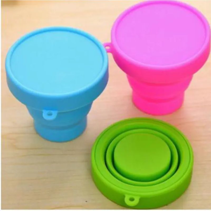 Portable Silicone Retractable Folding Cup with Lid Outdoor Telescopic Collapsible Drinking Cup Travel Camping water cup