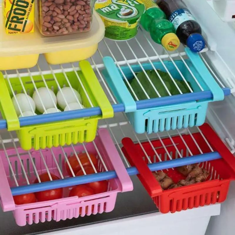 Fridge Space Saver Basket Organizer Slide Storage Rack for Organizing Fruits & Vegetables