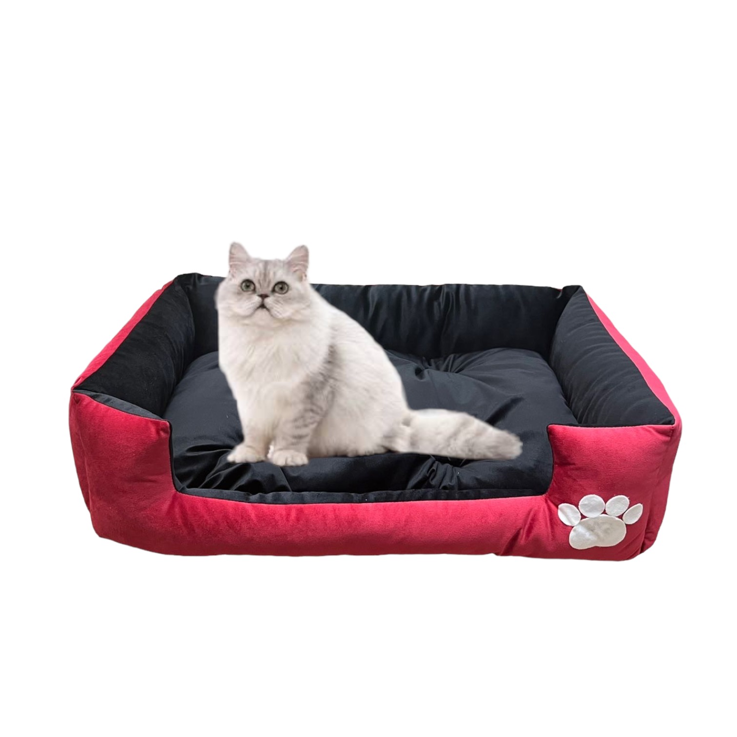 Comfy Paw Pet Bed - XL - For Cats & Small Breed Dogs | Red And Black
