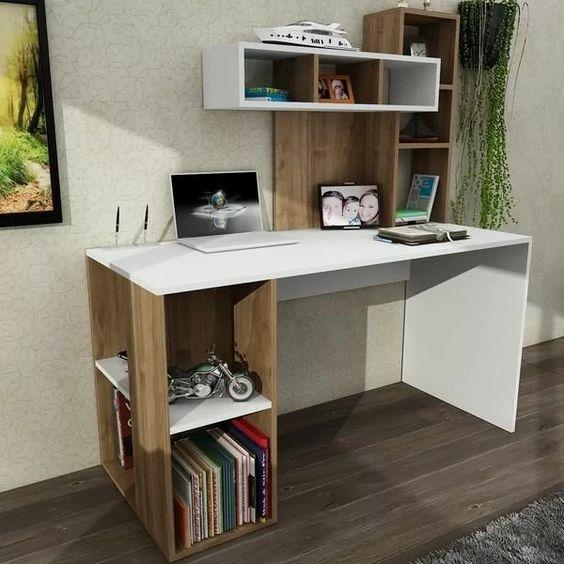 Study Desk Laptop Desk With Book Shelves Home Office Base Desk
