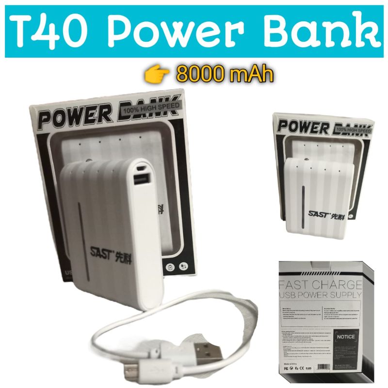 T 40 Power Bank 8000 Mah Dual Usb Powerbank Otg