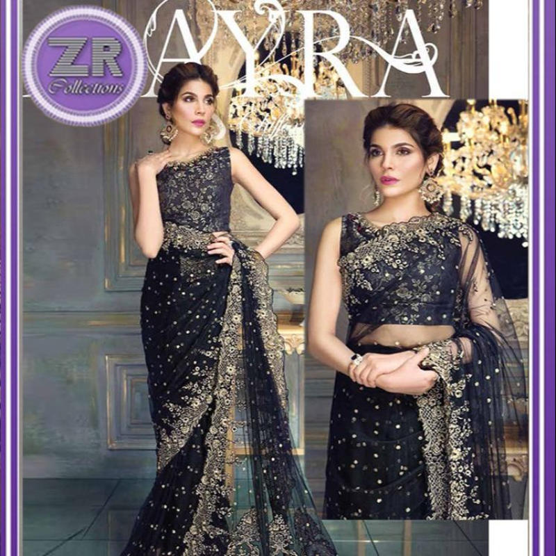 Unstitch Chiffon Embroidered Party Wear Saree